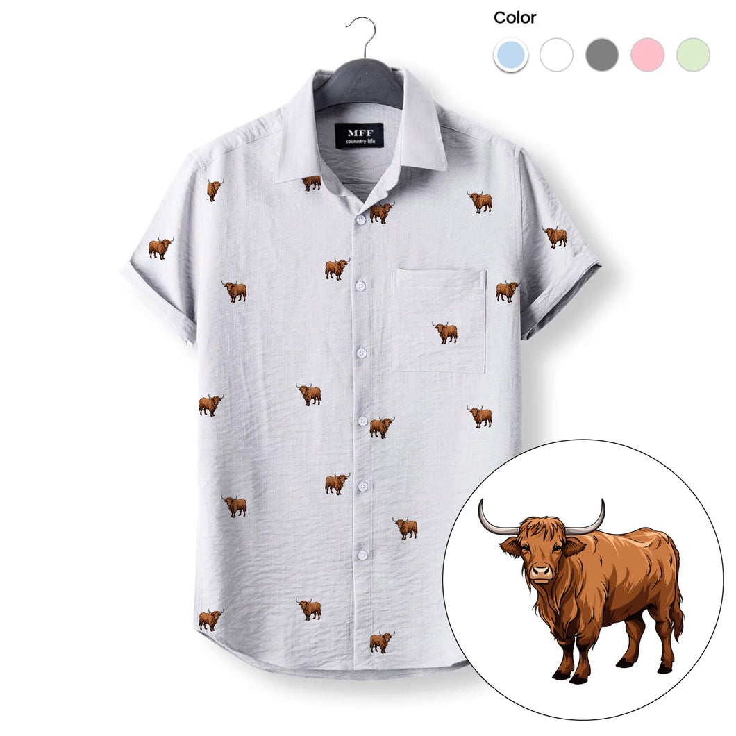 Highland Cattle icon pattern - Button Down Shirts for adult and youth