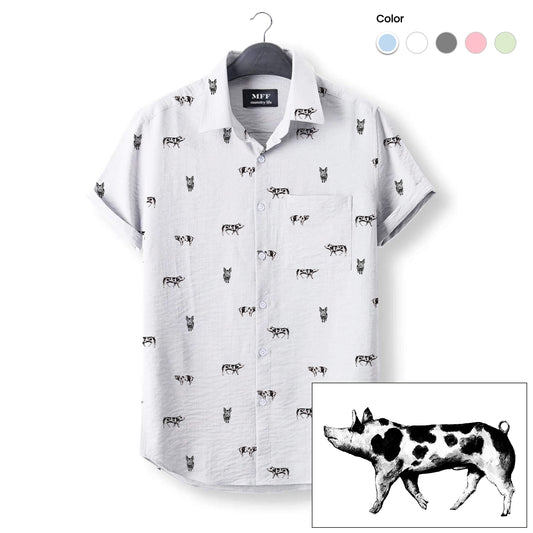 Spots pig icon pattern - Button Down Shirts for farmers - myfunfarm