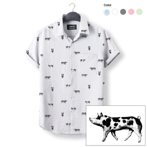 Spots pig icon pattern - Button Down Shirts for farmers