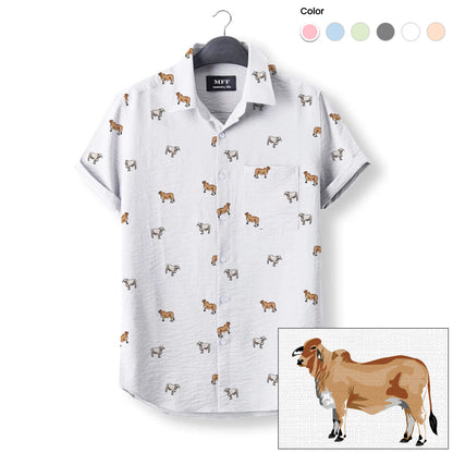 Brahman cattle icon pattern - Button Down Shirts for farmers - myfunfarm