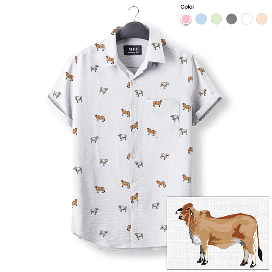 Brahman cattle icon pattern - Button Down Shirts for farmers - myfunfarm