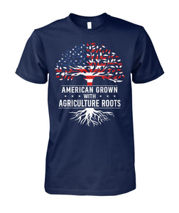 American grown with agriculture roots unisex t-shirt , Hoodies for farmers