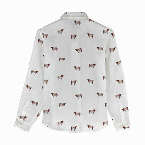 Shorthorn cattle icon pattern Women's Linen Shirts for farmers