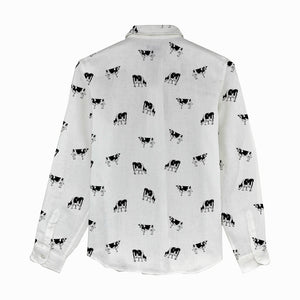 Dairy cow icon pattern -Women's Linen Shirts for farmers