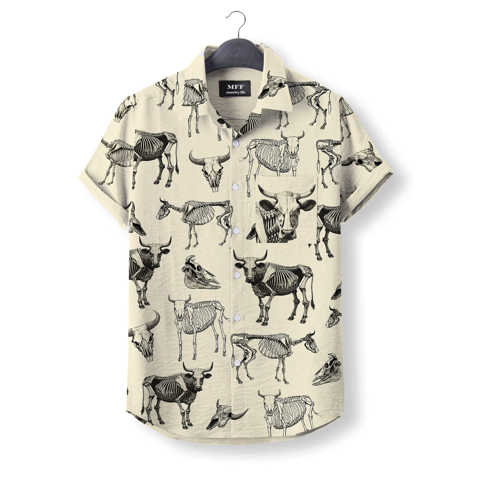 Cow Skeleton - Button Down Shirts for farmers