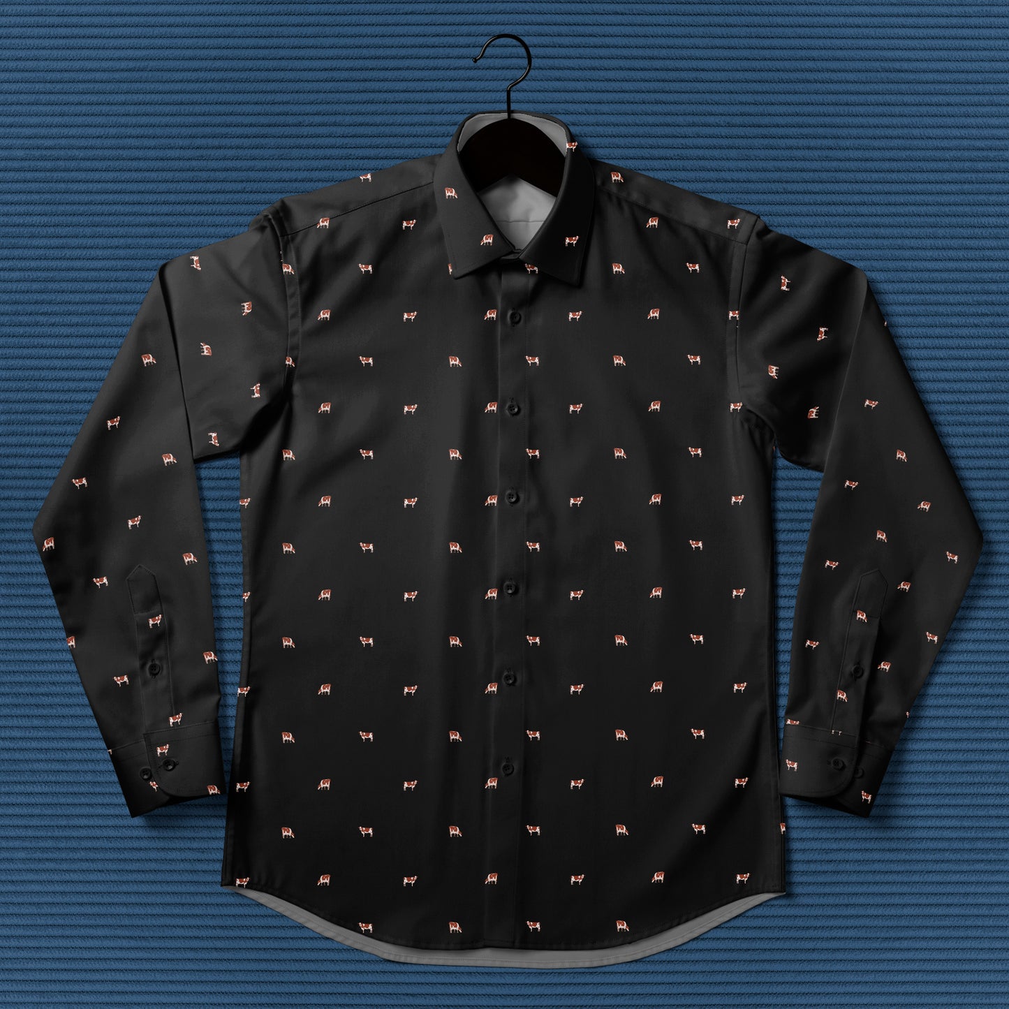 Ayrshires cattle icon pattern - Men's Casual Long Sleeve Shirt - myfunfarm