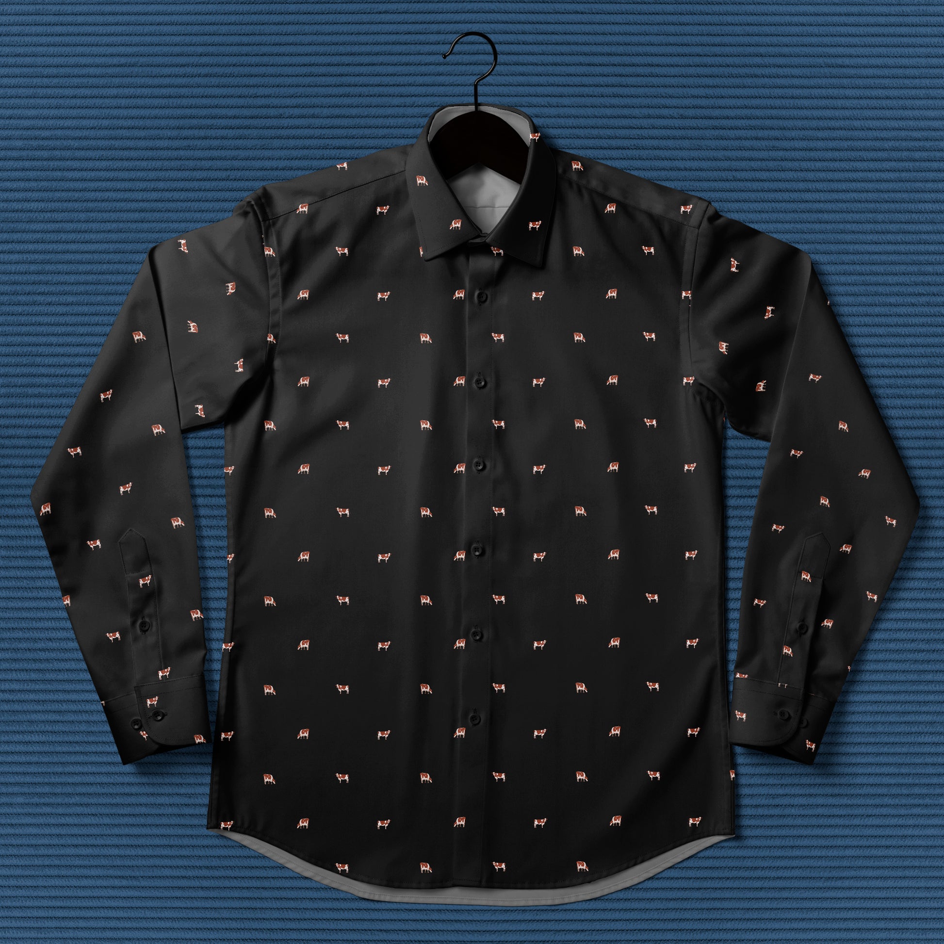 Ayrshires cattle icon pattern - Men's Casual Long Sleeve Shirt - myfunfarm