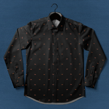 Red angus cattle icon pattern - Men's Casual Long Sleeve Shirt - myfunfarm