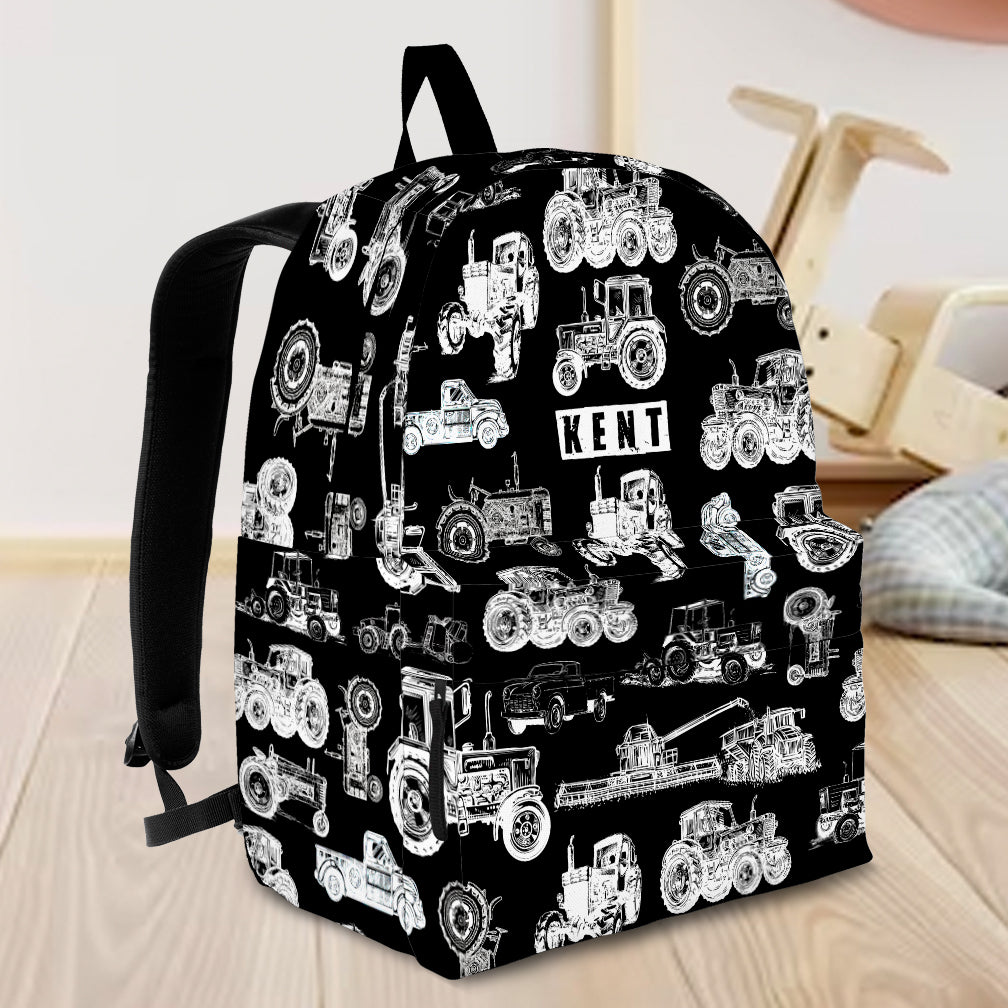 Personalised Bag-Custom Name Backpack Tractor pattern