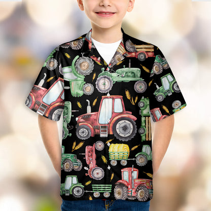 Cute Tractor pattern - Hawaiian Shirt, Shorts for Kid - myfunfarm