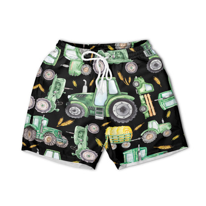 Cute Green Tractor pattern - Hawaiian Shirt, Shorts for Kid
