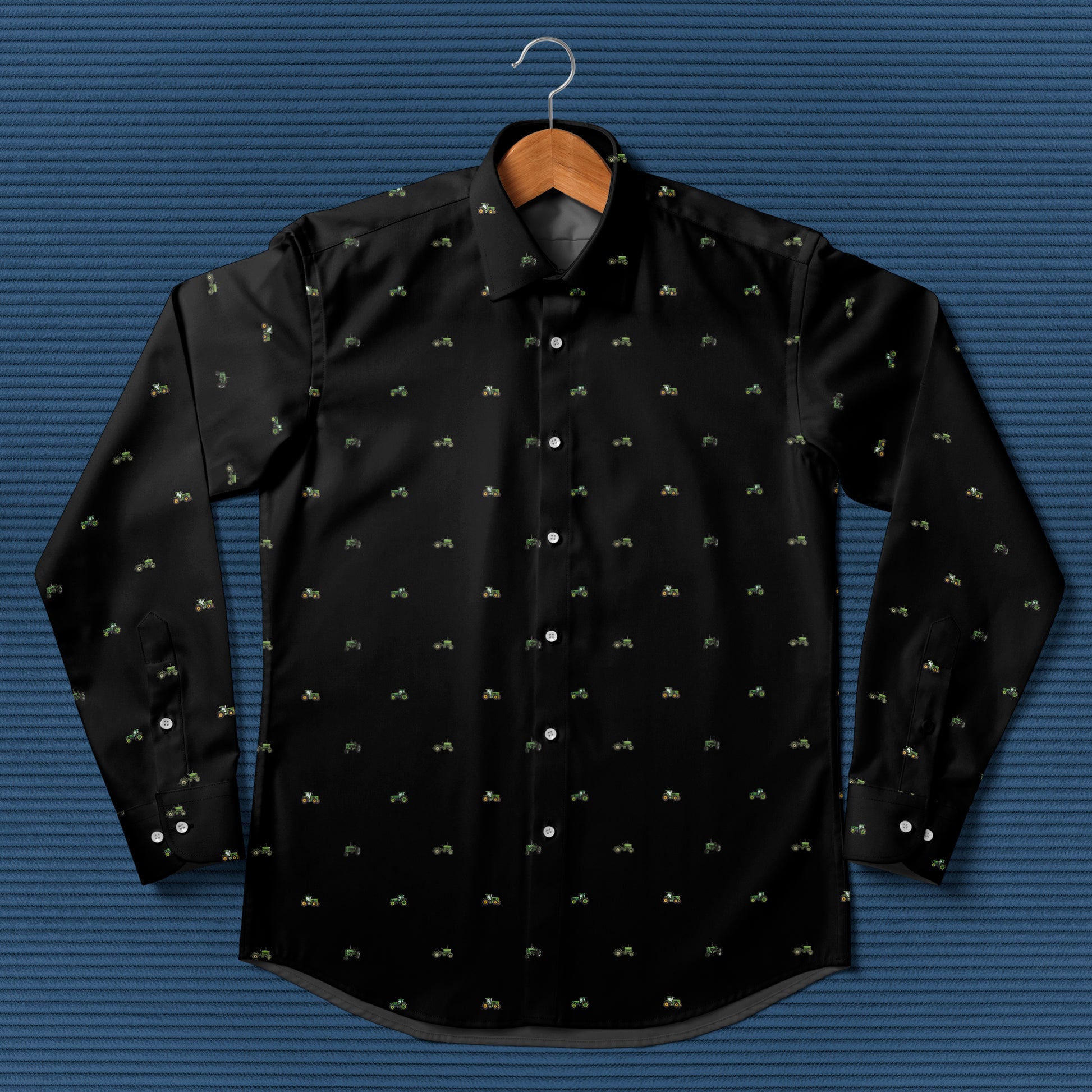 Tractor pattern - Men's Casual Long Sleeve Shirt - myfunfarm