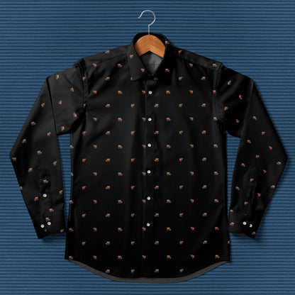 Highland cattle pattern - Men's Casual Long Sleeve Shirt - myfunfarm