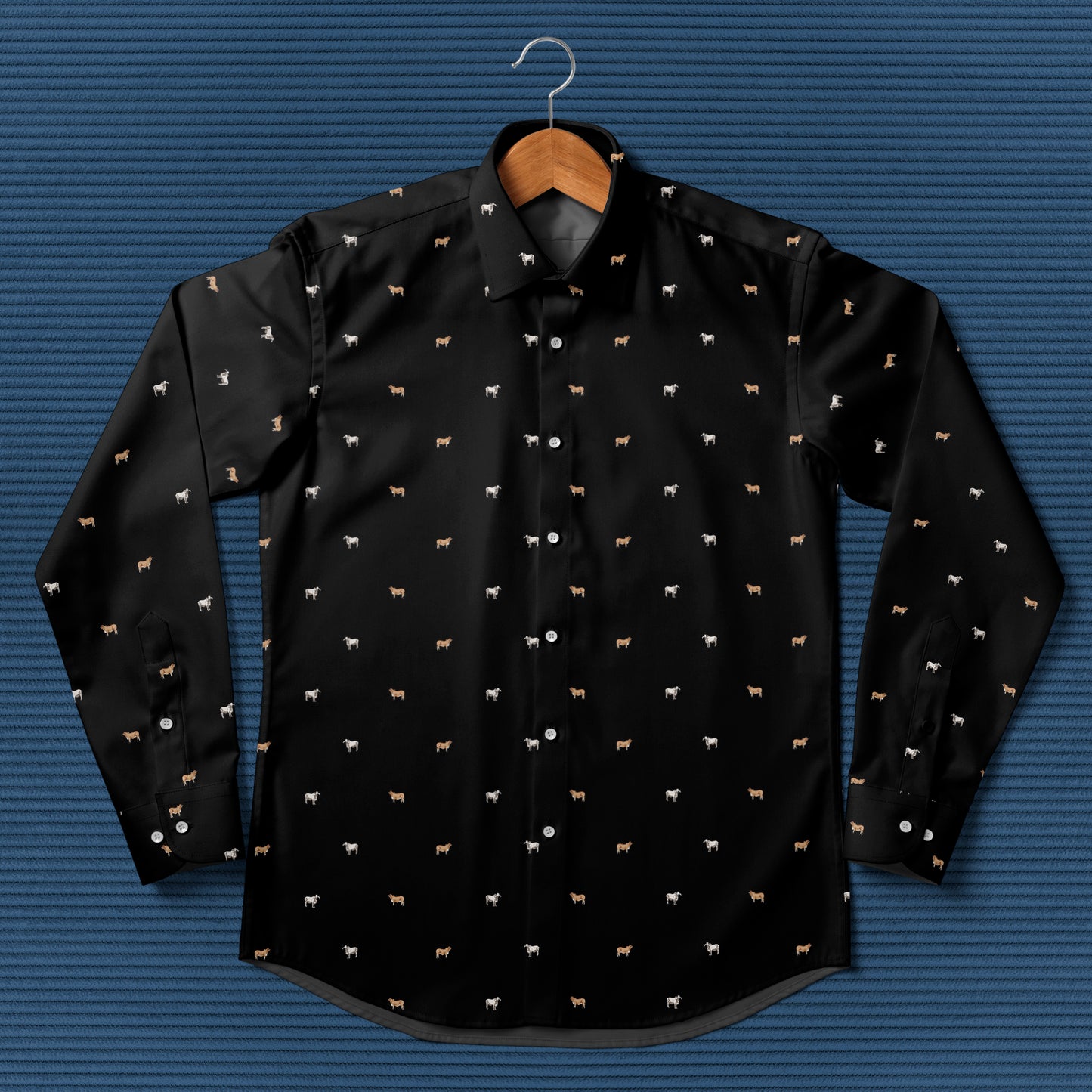 Brahman cattle icon pattern - Men's Casual Long Sleeve Shirt - myfunfarm