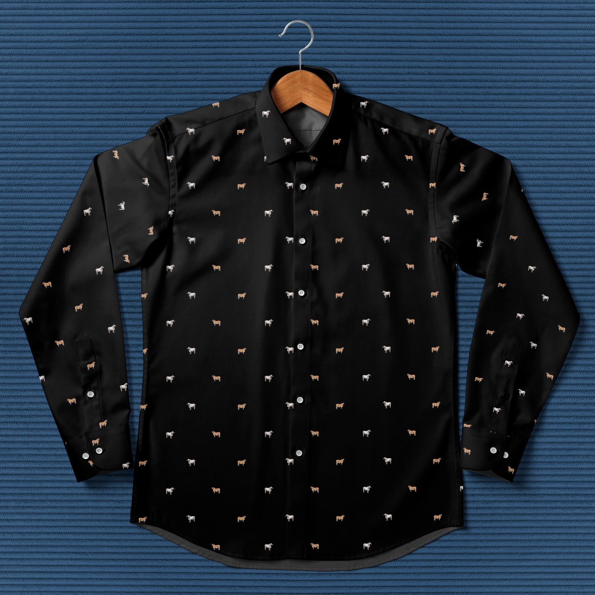 Brahman cattle icon pattern - Men's Casual Long Sleeve Shirt - myfunfarm