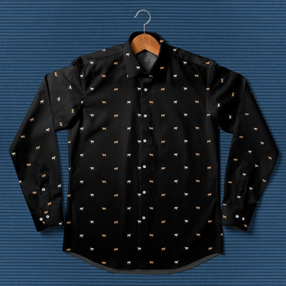 Brahman cattle icon pattern - Men's Casual Long Sleeve Shirt - myfunfarm