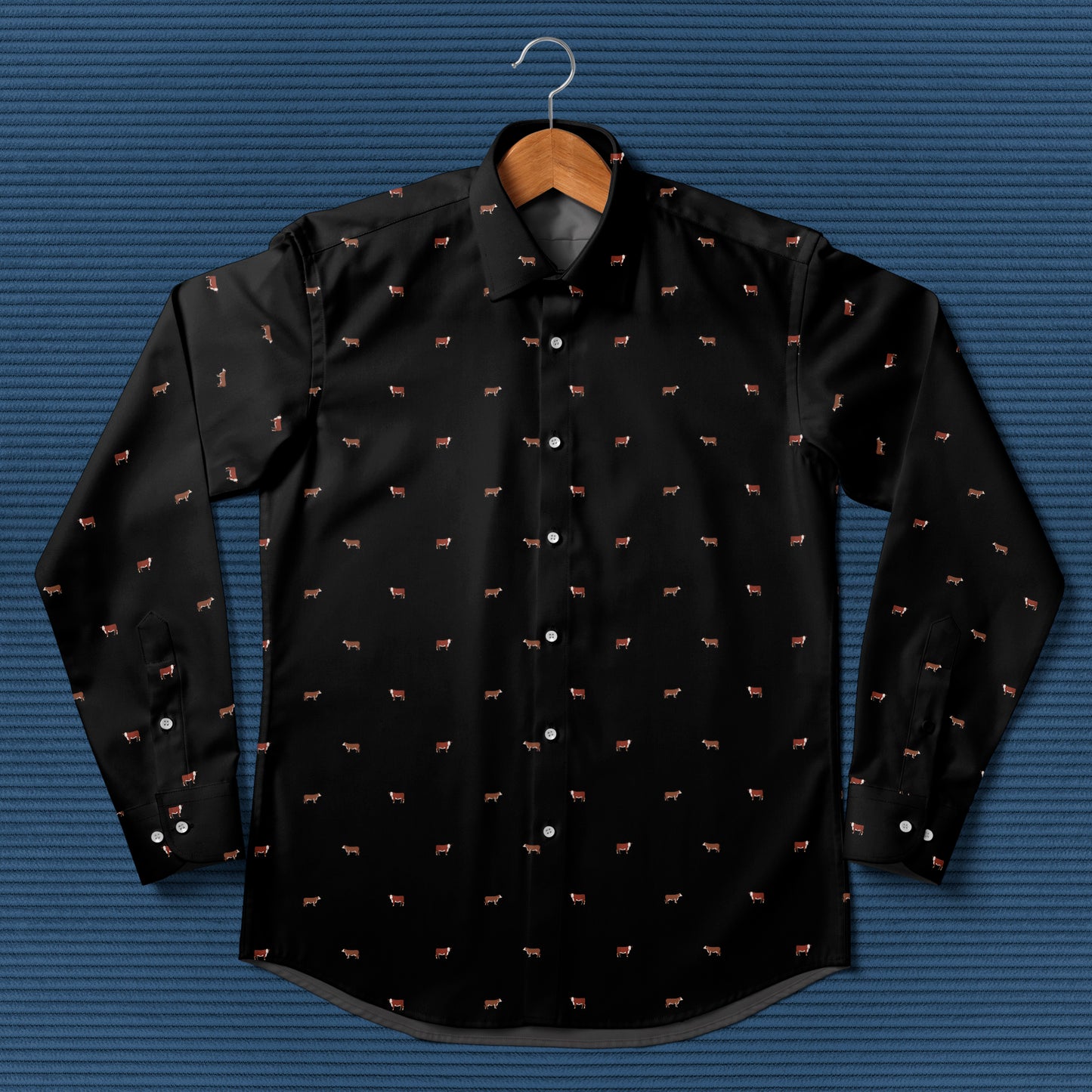Hereford cattle icon pattern - Men's Casual Long Sleeve Shirt - myfunfarm