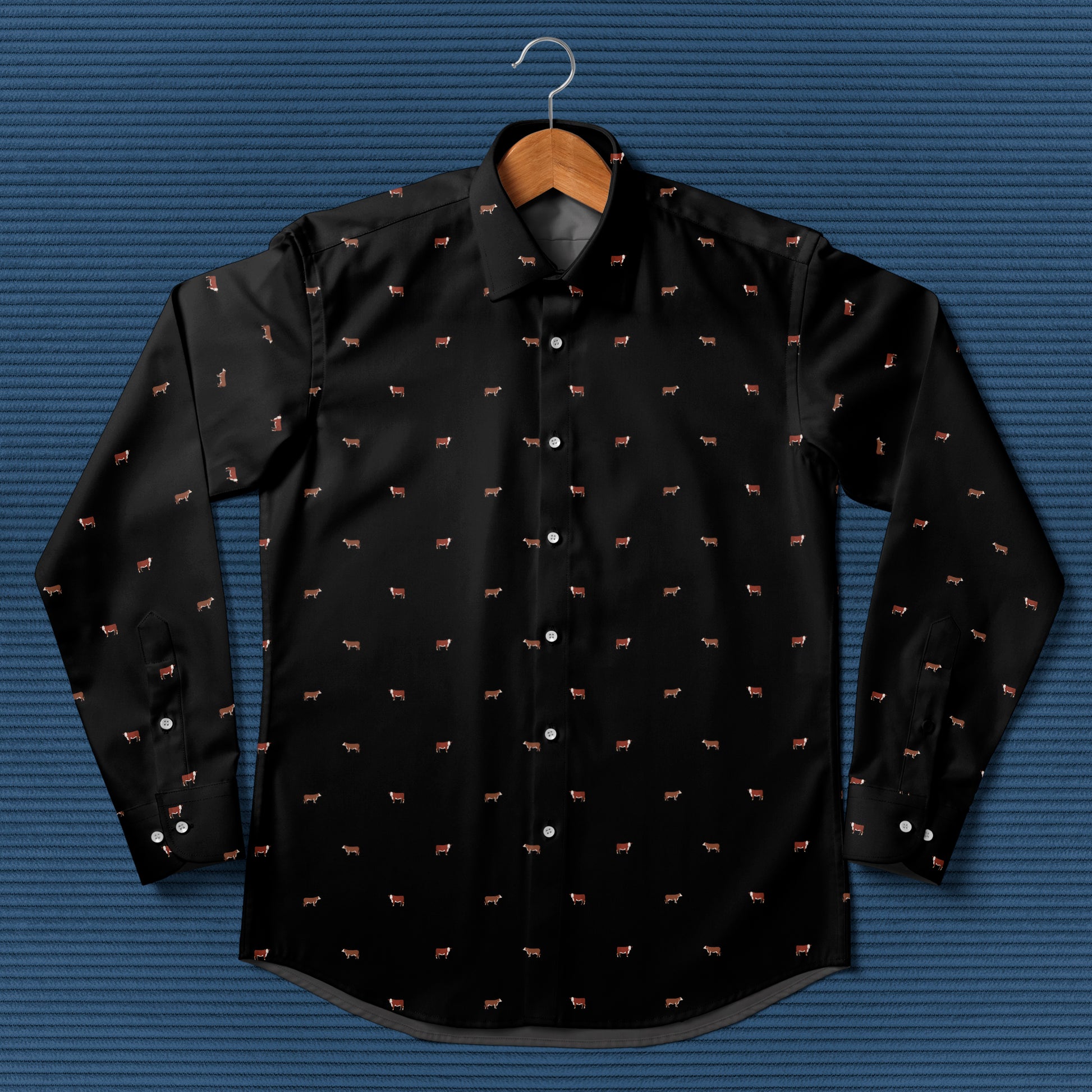 Hereford cattle icon pattern - Men's Casual Long Sleeve Shirt - myfunfarm