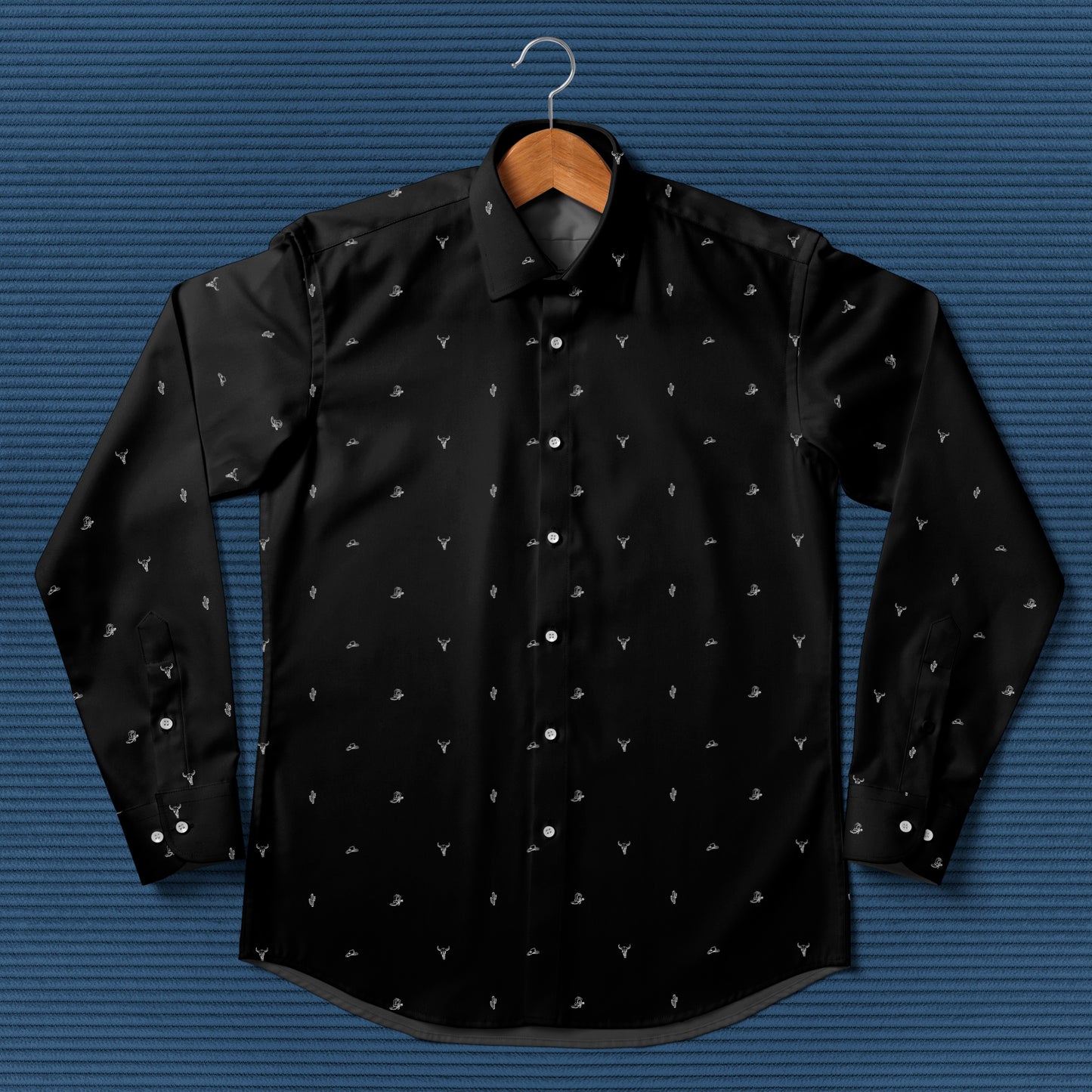Texas Western pattern - Men's Casual Long Sleeve Shirt - myfunfarm