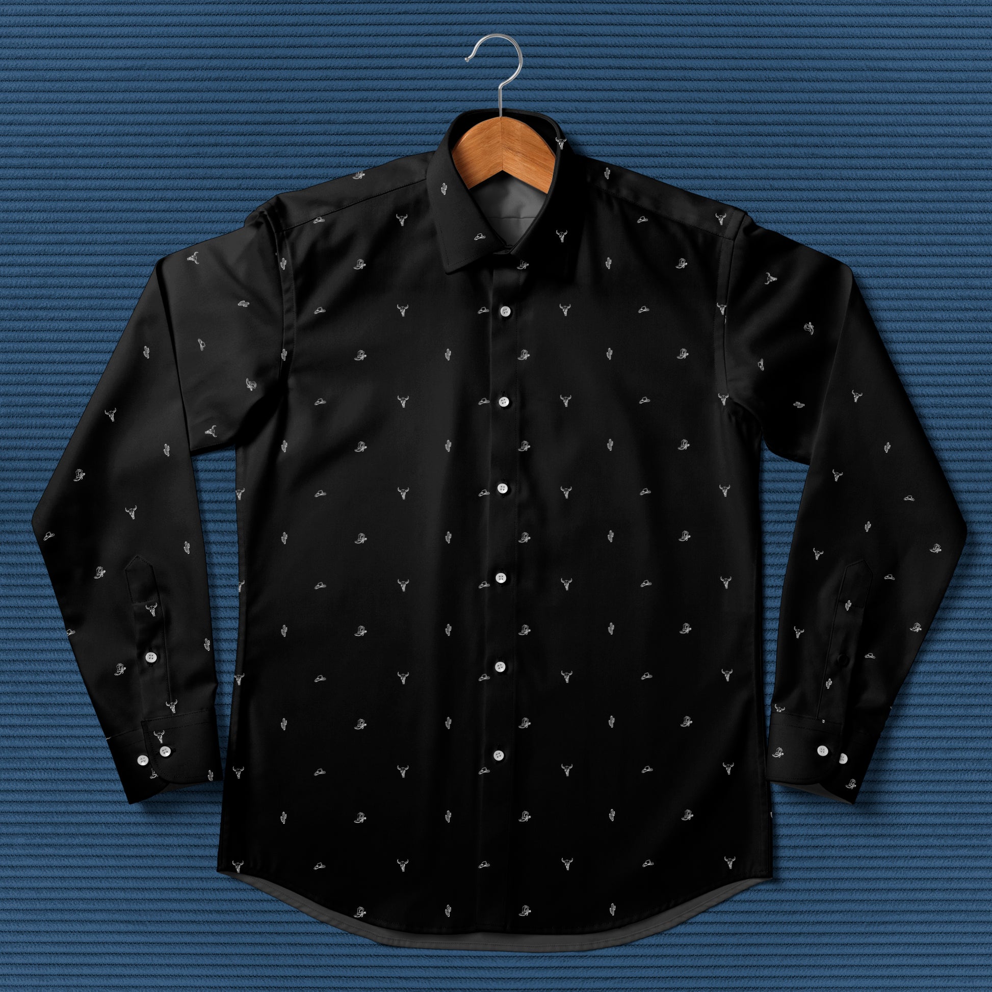 Texas Western pattern - Men's Casual Long Sleeve Shirt - myfunfarm