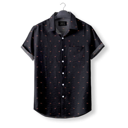Red angus cattle icon pattern Women's Mock Linen Shirts for farmers - myfunfarm