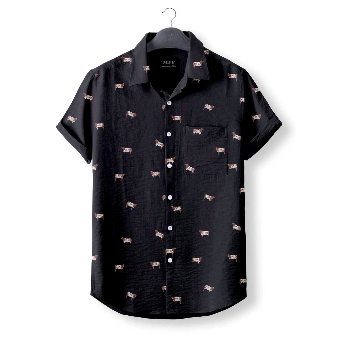 Shorthorn cattle cattle icon pattern - Button Down Shirts for farmers