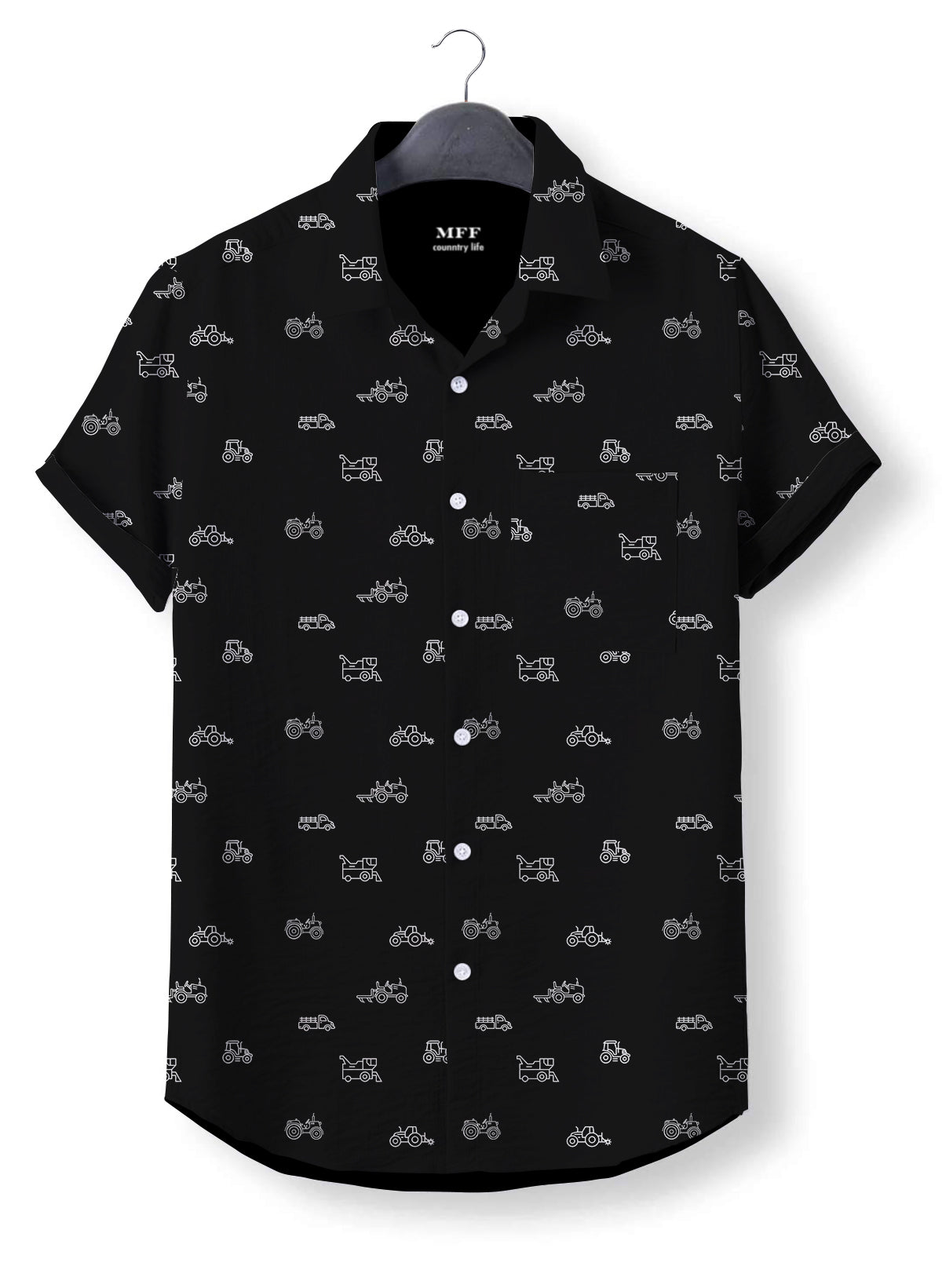Tractor icon pattern - Button Down Shirts - myfunfarm
