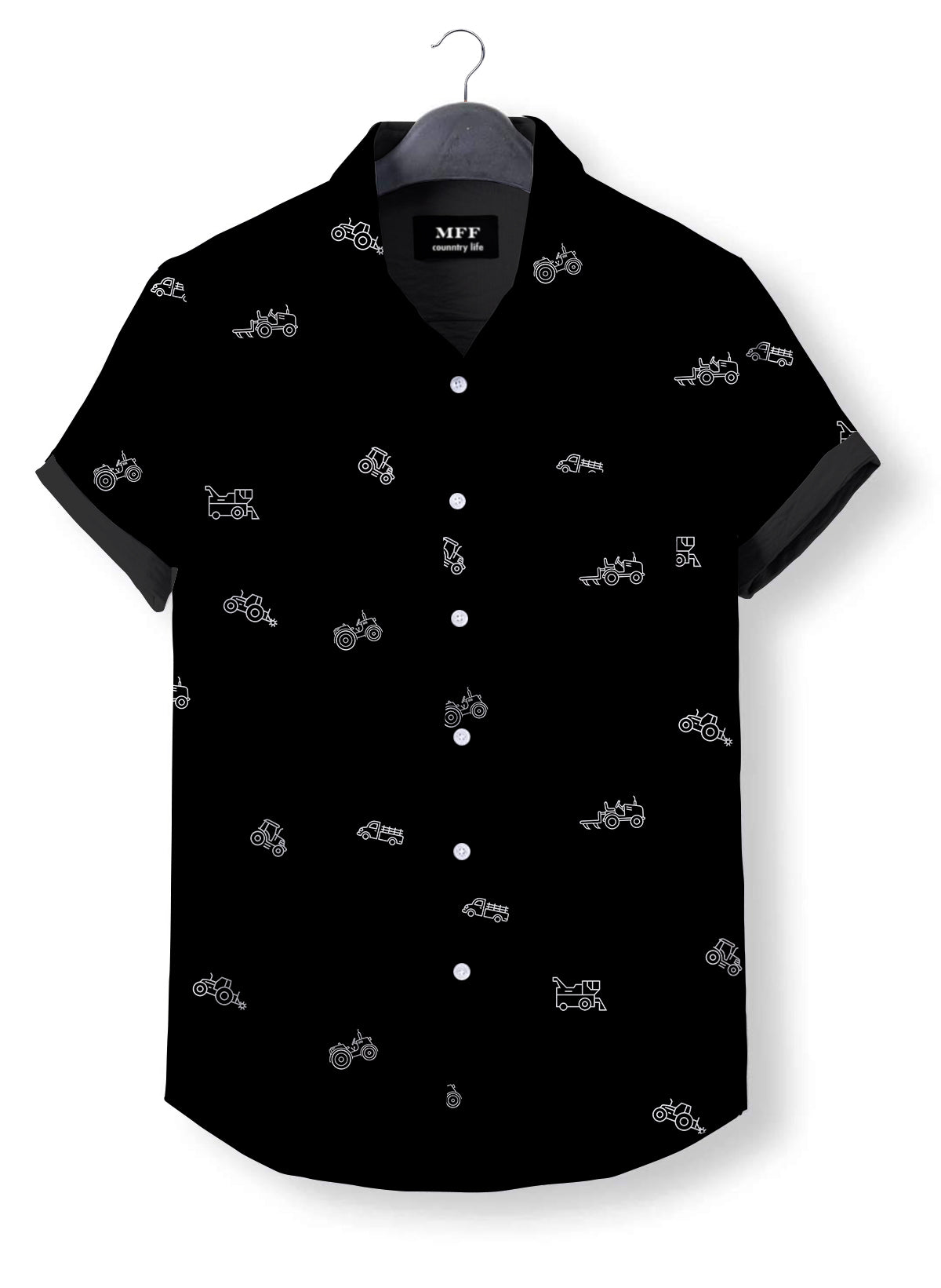 Tractor icon pattern - Button Down Shirts - myfunfarm