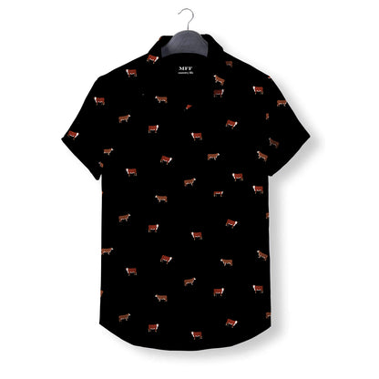 Hereford cattle icon pattern - Button Down Shirts for farmers - myfunfarm