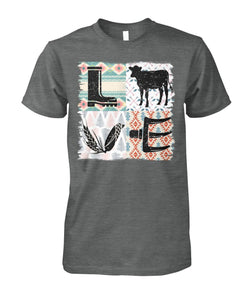 Retro pattern Love Cow Icon  unisex t-shirt , Hoodies for farmers