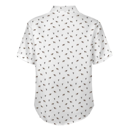 Texas longhorn icon pattern - Men's Linen Short Sleeve Shirt for farmers - myfunfarm