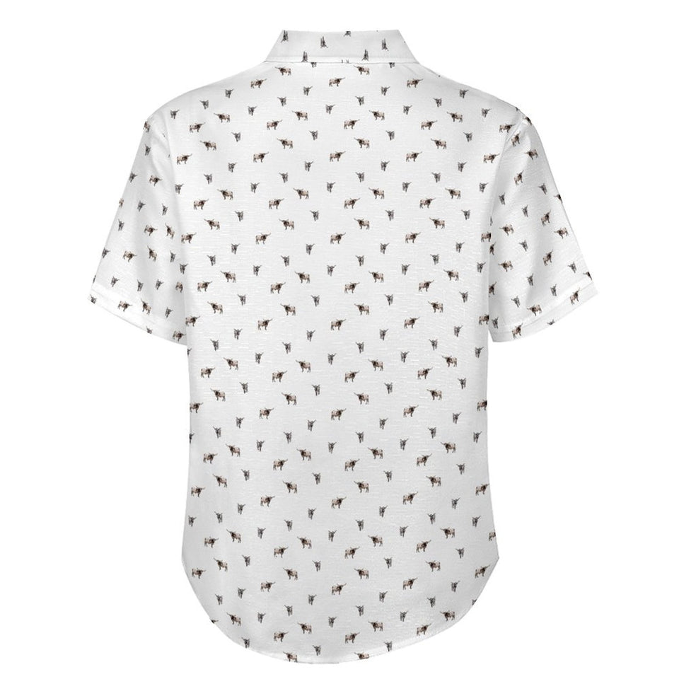 Texas longhorn icon pattern - Men's Linen Short Sleeve Shirt for farmers