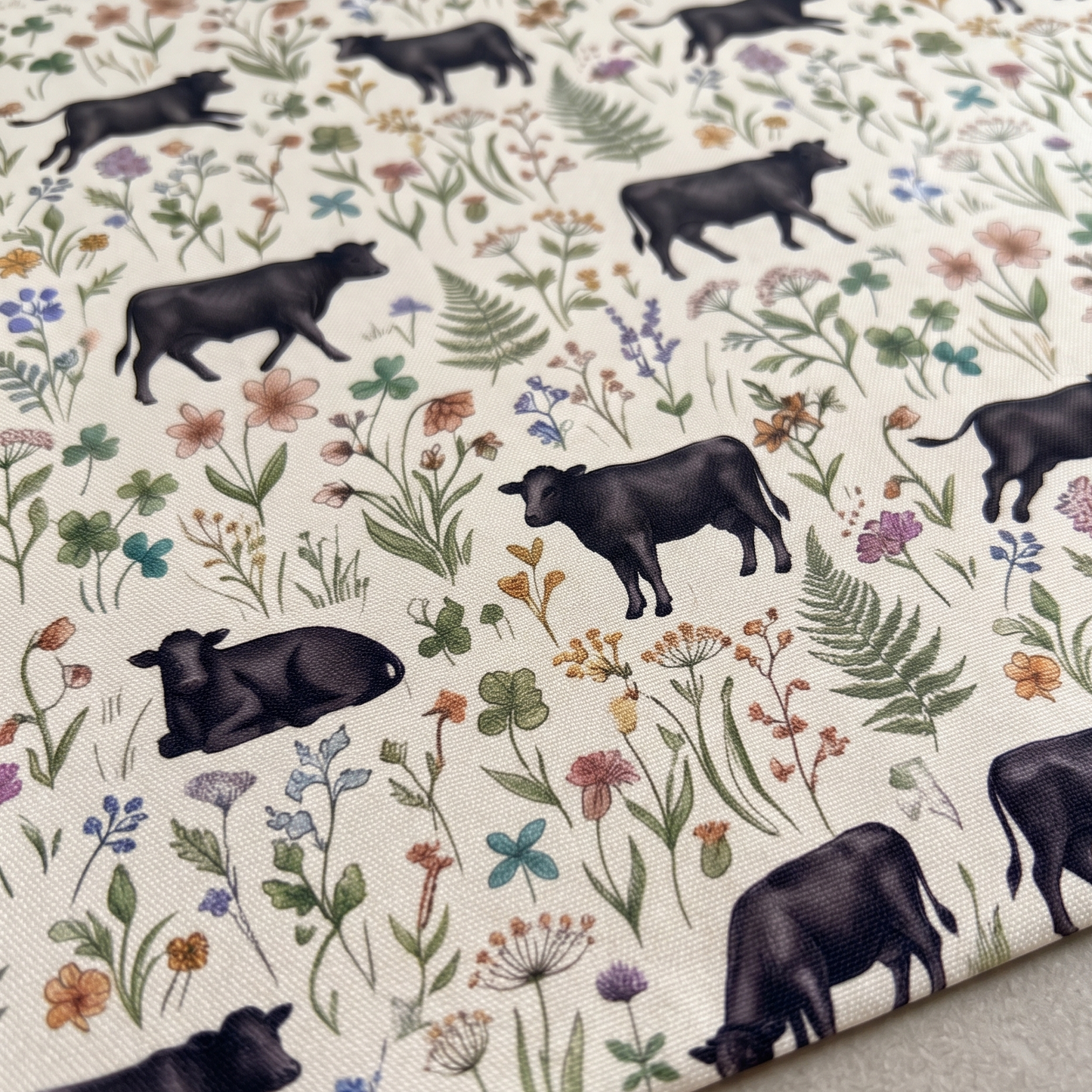 Floral angus cattle pattern Women's Mock Linen Shirts