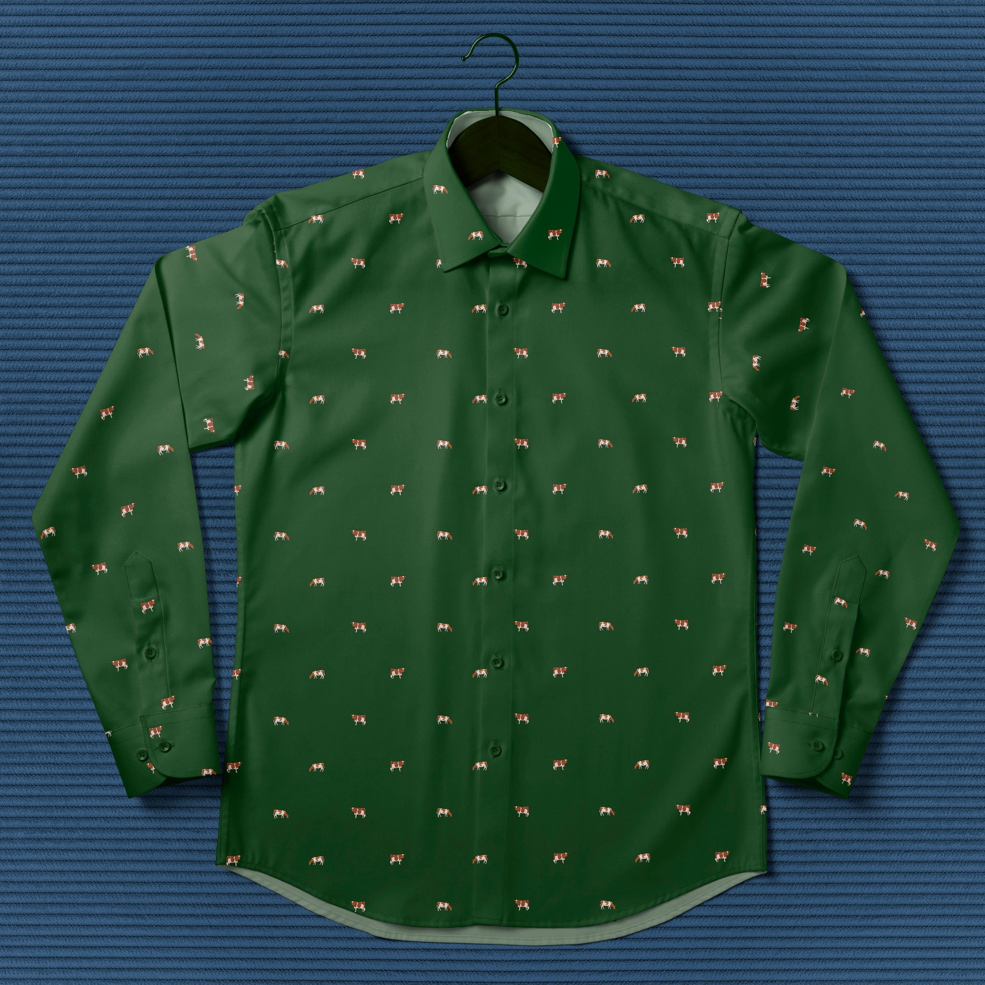 Guernsey cattle icon pattern - Men's Casual Long Sleeve Shirt - myfunfarm