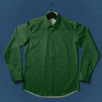 Red angus cattle icon pattern - Men's Casual Long Sleeve Shirt - myfunfarm