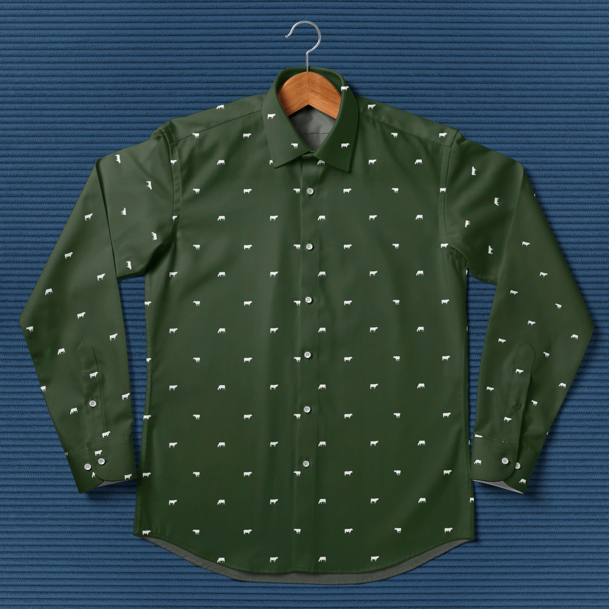 Cattle icon pattern - Men's Casual Long Sleeve Shirt - myfunfarm