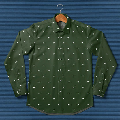 Cattle icon pattern - Men's Casual Long Sleeve Shirt - myfunfarm