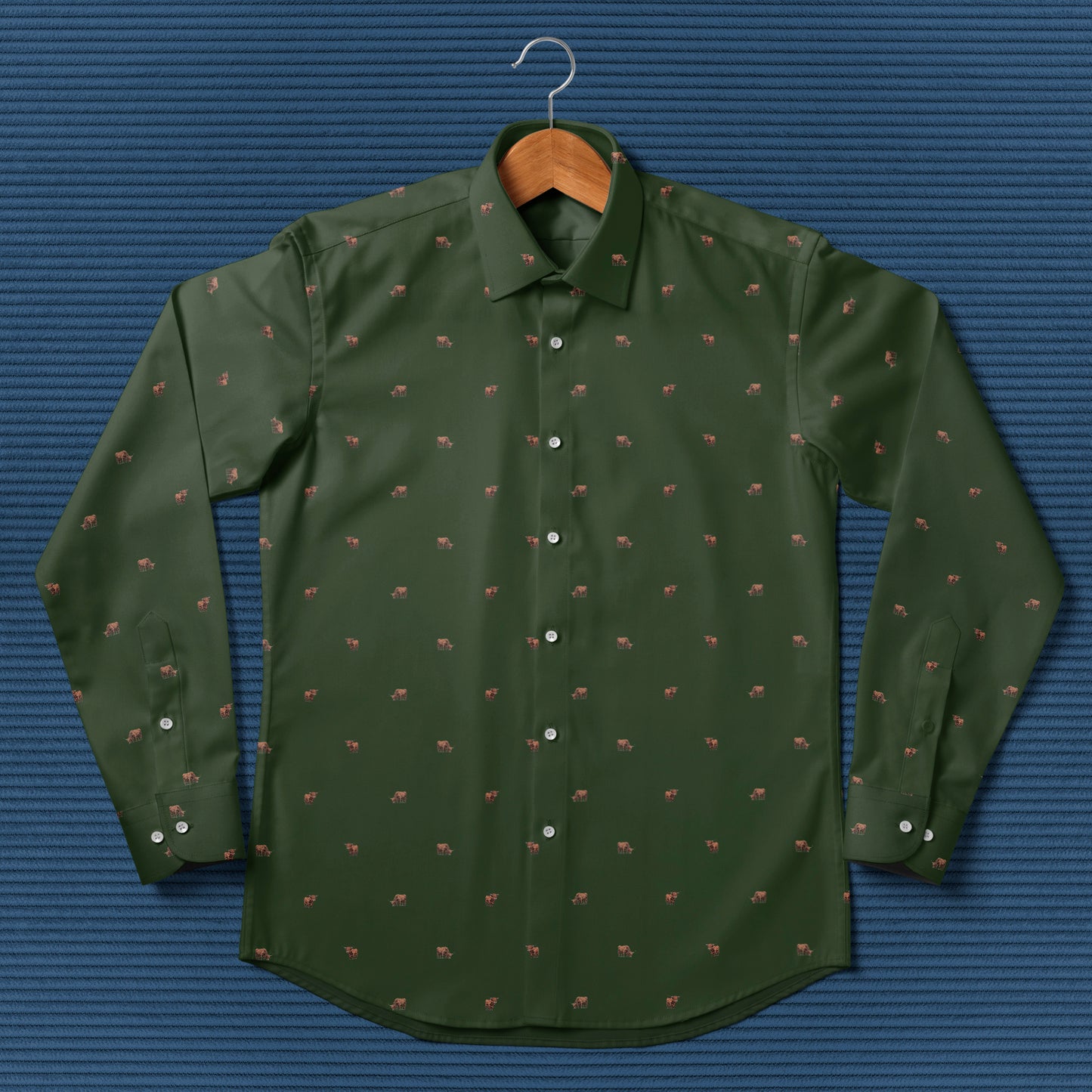 Highland cattle pattern - Men's Casual Long Sleeve Shirt - myfunfarm