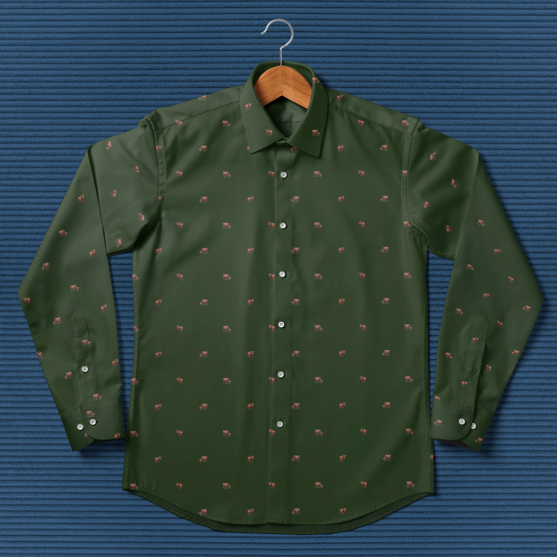 Highland cattle pattern - Men's Casual Long Sleeve Shirt - myfunfarm