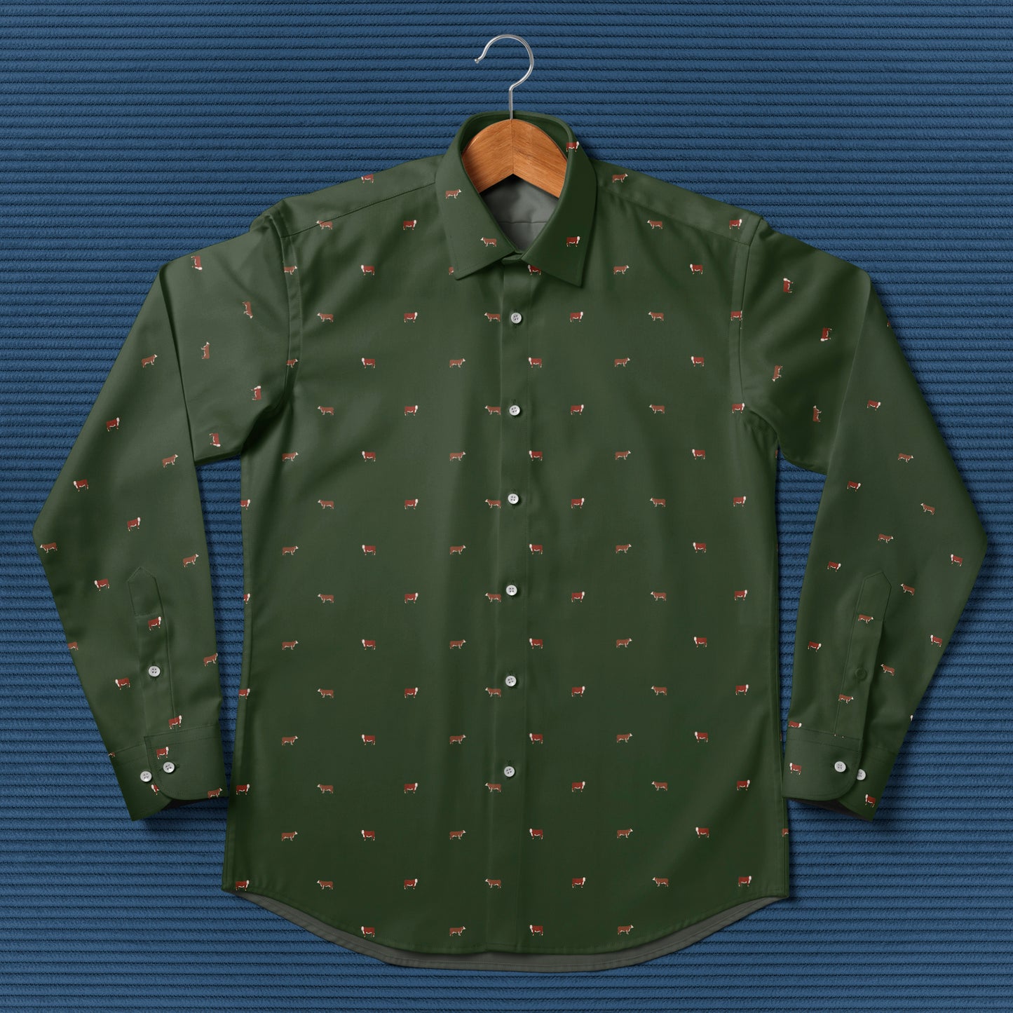 Hereford cattle icon pattern - Men's Casual Long Sleeve Shirt - myfunfarm