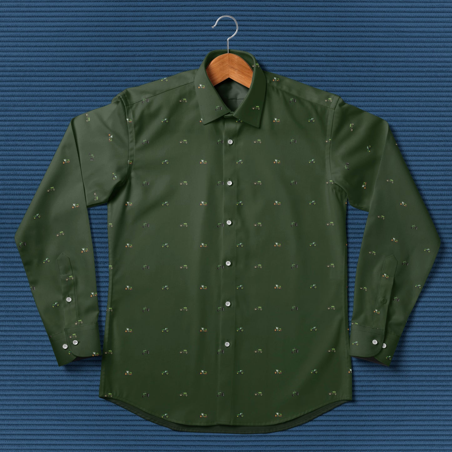 Tractor pattern - Men's Casual Long Sleeve Shirt - myfunfarm