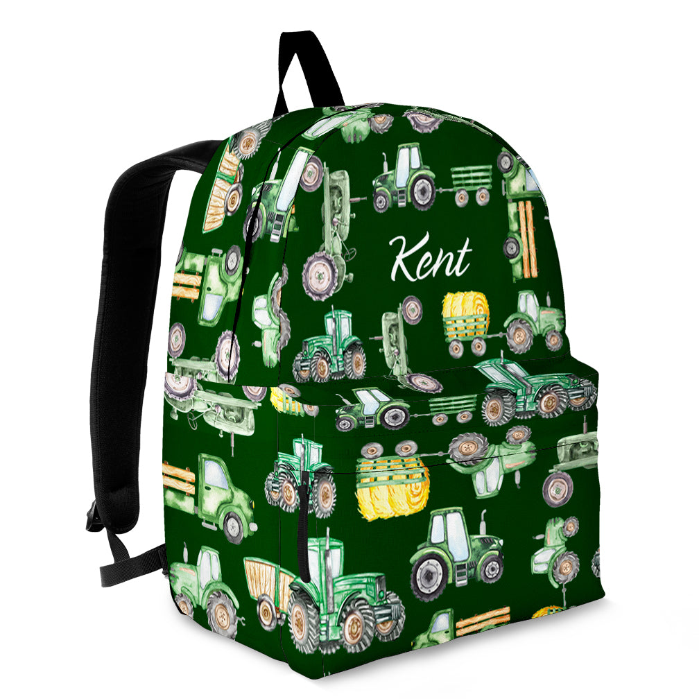 Personalised Bag-Custom Name Backpack Tractor pattern
