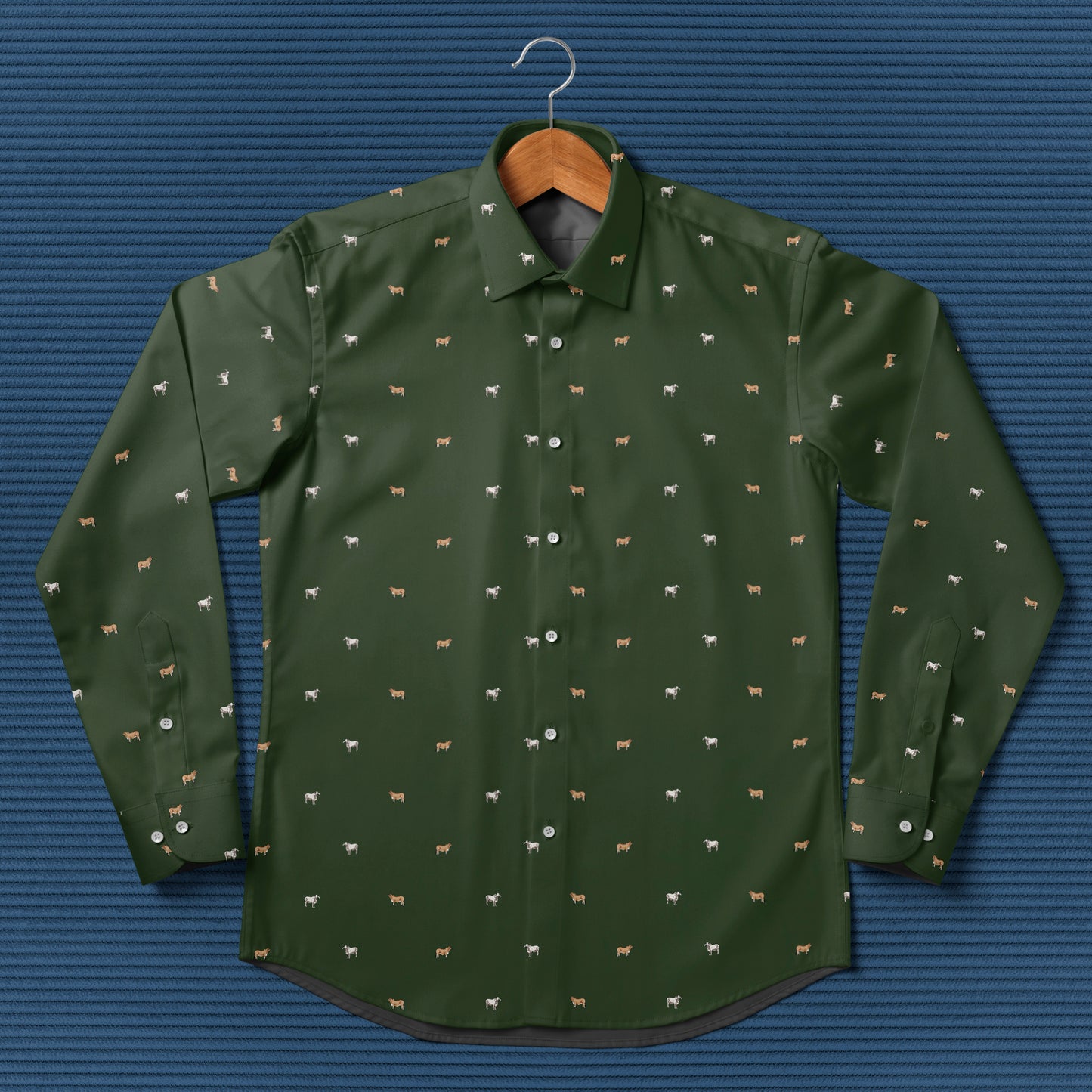 Brahman cattle icon pattern - Men's Casual Long Sleeve Shirt - myfunfarm