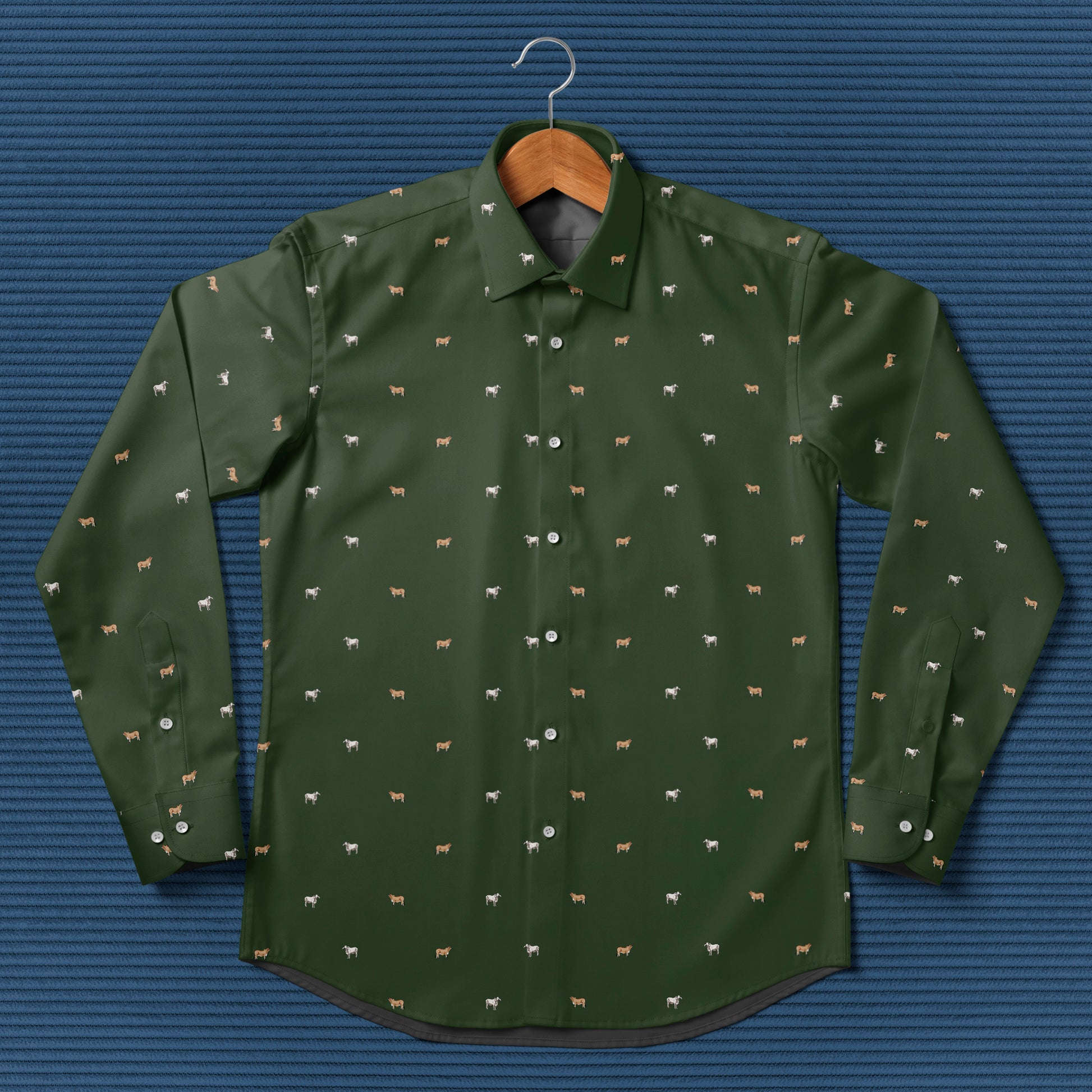 Brahman cattle icon pattern - Men's Casual Long Sleeve Shirt - myfunfarm