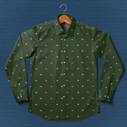 Brahman cattle icon pattern - Men's Casual Long Sleeve Shirt - myfunfarm