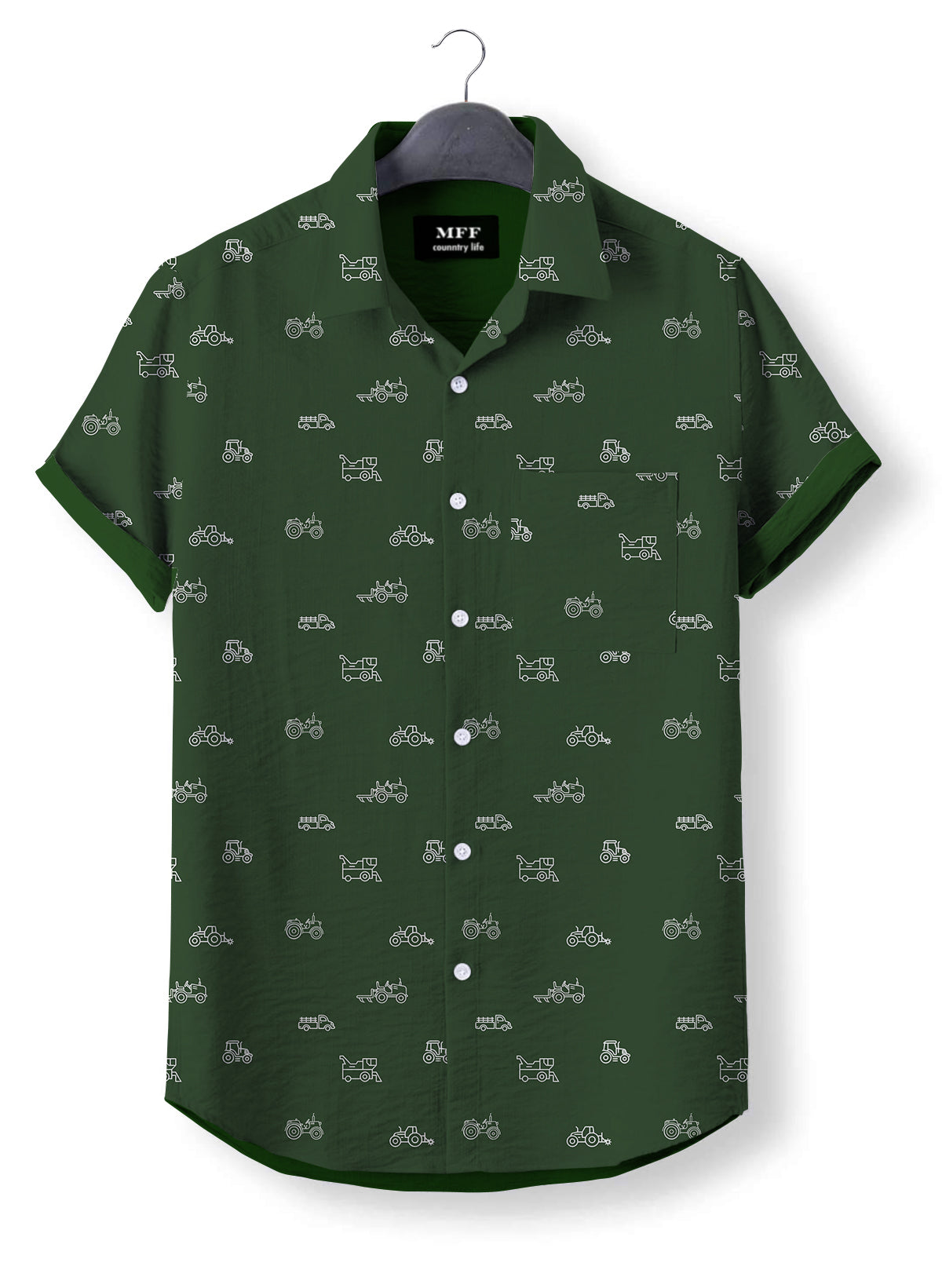 Tractor icon pattern - Button Down Shirts - myfunfarm