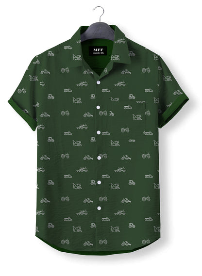 Tractor icon pattern - Button Down Shirts - myfunfarm