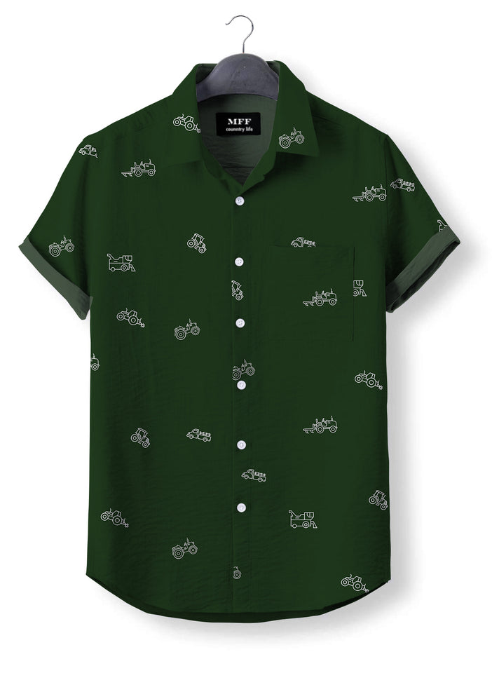 Tractor icon pattern - Button Down Shirts