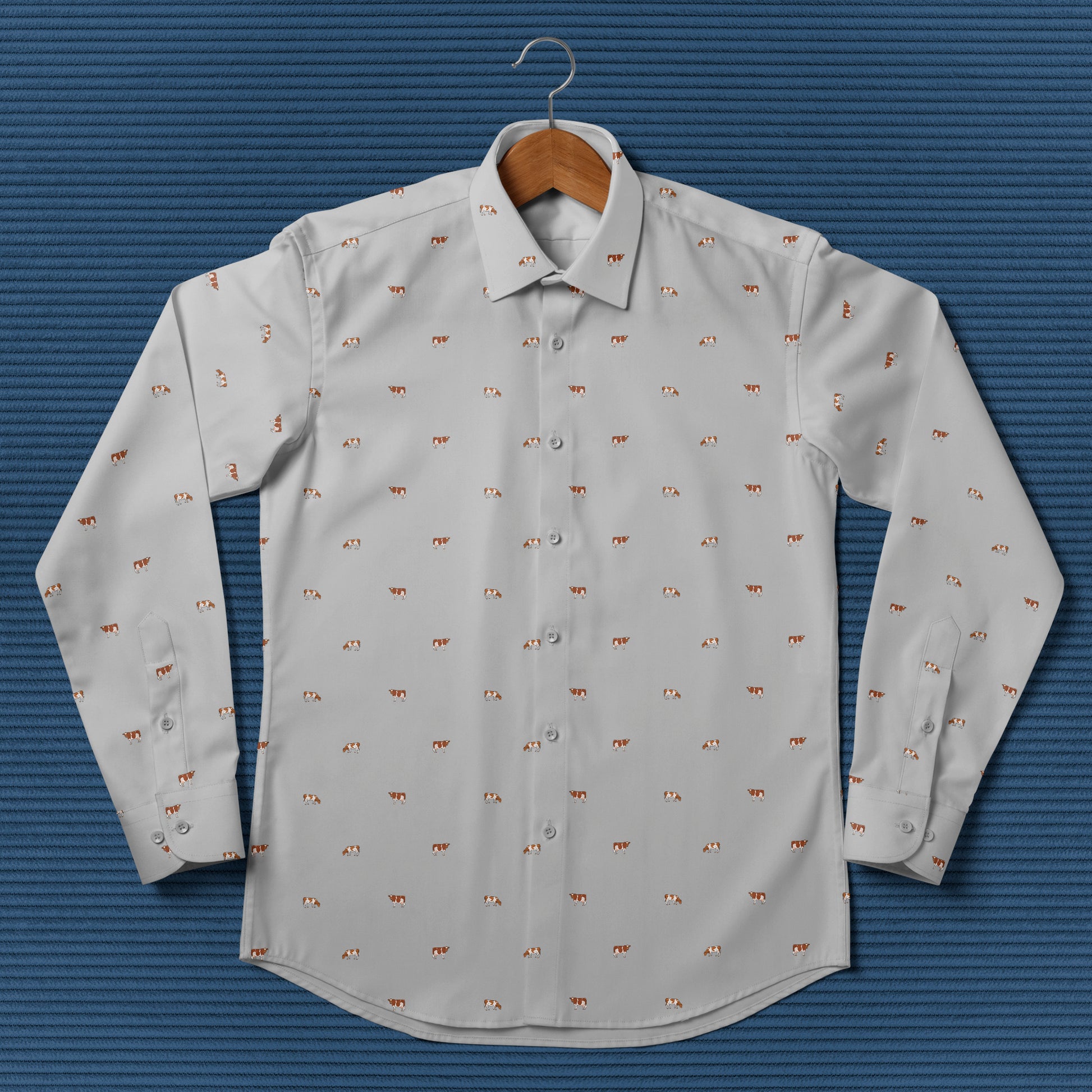 Guernsey cattle icon pattern - Men's Casual Long Sleeve Shirt - myfunfarm