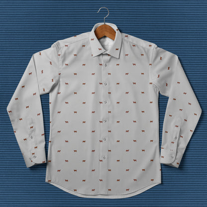 Red angus cattle icon pattern - Men's Casual Long Sleeve Shirt - myfunfarm